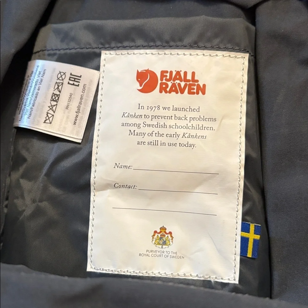 FjallRaven Kanken Classic Backpack - Dark Blue/gray / zip closure